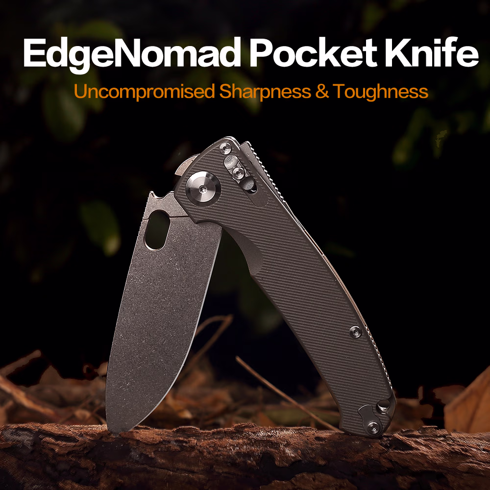 EdgeNomad Pocket EDC Knife: JPN VG-10 Full-Flat Grind Blade